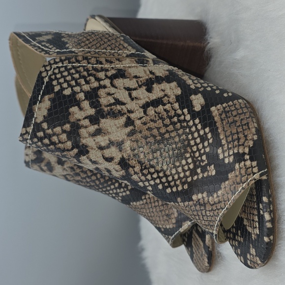 Treasure & Bond Faux Snakeskin Open-Toe Ankle Boots, Size 8.5 - Picture 1 of 10